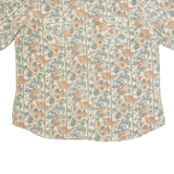 Womens Printed Blouse Beige Button Neck 90s Floral 2XL