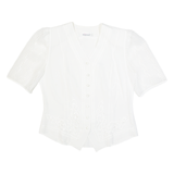 VOGELSANG Womens Blouse White Button Neck UK 10