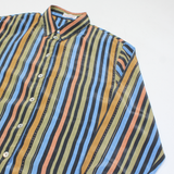 CITY LIFE Womens Printed Shirt Black Collared Long Sleeve Striped L