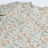 Womens Printed Blouse Beige Button Neck 90s Floral 2XL