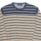 NAUTICA Mens Patterned Jumper Beige Striped Tight Knit XL