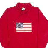 V-SPORT USA Flag Mens Fleece Red High Neck 90s Tight Knit L