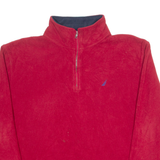 NAUTICA Mens Fleece Red 1/4 Zip Tight Knit XL
