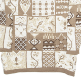 HUNTINGTON RIDGE Mens Patterned Jumper Brown Crazy Pattern Tight Knit XL