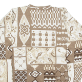 HUNTINGTON RIDGE Mens Patterned Jumper Brown Crazy Pattern Tight Knit XL
