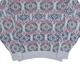 JANTZEN Mens Patterned Jumper Grey Crazy Pattern 90s Tight Knit M