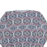 JANTZEN Mens Patterned Jumper Grey Crazy Pattern 90s Tight Knit M