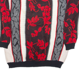 COURTNEY'S CLOSET Womens Jumper Black Floral High Neck 90s Tight Knit M