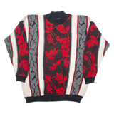 COURTNEY'S CLOSET Womens Jumper Black Floral High Neck 90s Tight Knit M