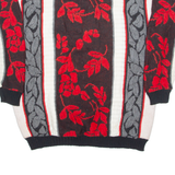 COURTNEY'S CLOSET Womens Jumper Black Floral High Neck 90s Tight Knit M