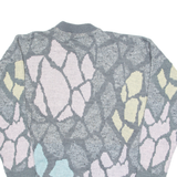 MORE IN MOTION Womens Patterned Jumper Grey Crazy Pattern 90s L