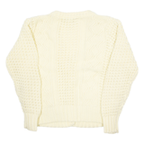 JADE Womens Cardigan Yellow V-Neck 90s Cable Knit M