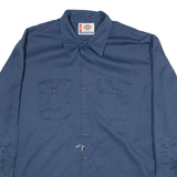 DICKIES Mens Worker Shirt Blue Long Sleeve 2XL