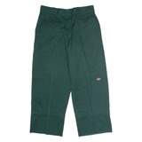 DICKIES Workwear Mens Twill Trousers Green Loose Straight W32 L27