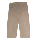 MARLBORO Mens Canvas Trousers Brown Regular Straight W32 L34