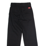 DICKIES Worker Crop Roll Hem Womens Twill Trousers Black Straight W27 L27