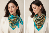 Anyyou Fashion Premium Satin Square Scarf – Blue Silk-Feel Neckwrap for Women
