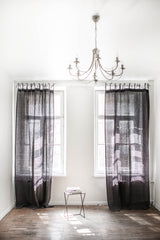 Tie top linen curtain