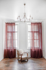 Tab top linen curtain