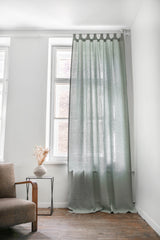 Tab top linen curtain