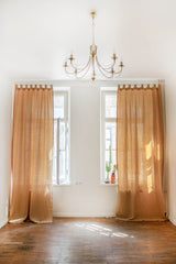 Tab top linen curtain