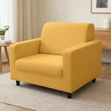 Anyseat 1-Seater Sofa Cover – Plain Yellow Style Slipcover for Living Room Chair Protection