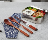 Anygleam 3pcs Orange Blue Pouch Set – Wooden Spoon Fork Chopsticks