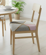 Anyseat Grey and Pink with Gold Linear Print Chair Cover – Stretch Washable Removable Seat Cover for Dining & Kitchen