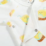 the wee bean organic cotton onesie lemon tea egg tart side snap buttons