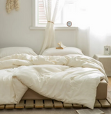 ANYHOUZ Beige Quilted Duvet Cover – Ultra Soft Bed Comforter Set
