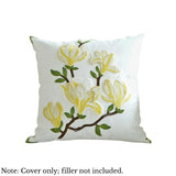 Anypillow White With Yellow Magnolia Embroidered Pillowcase Decorative Cushion Cover