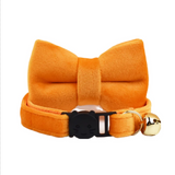 Anypet Large Sunset Orange Bow Cat Collar with Safety Buckle, Bell & Durable Adjustable Strap – Stylish Comfortable Pet Accessory for Cats