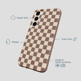 Chocolate Brown Latte Check Samsung Galaxy S23+(Plus) Case