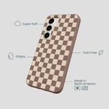 Chocolate Brown Latte Check Samsung Galaxy S23 Case