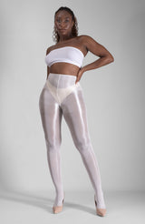 LECHERY® LUSTROUS SILKY SHINY 40 DENIER SEMI-OPAQUE PANTYHOSE TIGHTS • WHITE