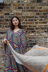 LH Logo Scarf in Beige & Orange - Large