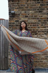 LH Logo Scarf in Beige & Orange - Large