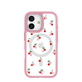 Clear Little Cherries iPhone 17 Case With Petal Pink Ridge (MagSafe included)