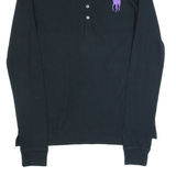 POLO RALPH LAUREN Skinny Mens Polo Shirt Black Long Sleeve XL