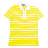 LAUREN RALPH LAUREN Womens Polo Shirt Yellow Striped M