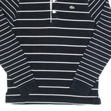 LACOSTE Mens Polo Shirt Black Striped Long Sleeve S