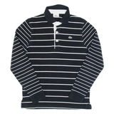 LACOSTE Mens Polo Shirt Black Striped Long Sleeve S
