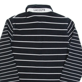 LACOSTE Mens Polo Shirt Black Striped Long Sleeve S