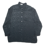 BONITA Padded Shoulders Womens Shirt Black Geometric Long Sleeve L