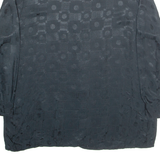 BONITA Padded Shoulders Womens Shirt Black Geometric Long Sleeve L