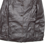 MANEBO Womens Blazer Jacket Black Faux Leather M