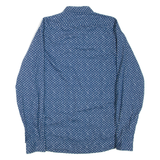 PIERRE CARDIN Mens Shirt Blue Spotted Long Sleeve L