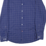 TOMMY HILFIGER Fitted Mens Shirt Blue Check Long Sleeve L