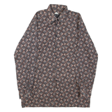 Mens Shirt Black Geometric Long Sleeve L