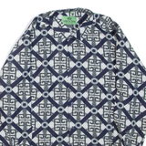 LEMON TREE Slim Fit Mens Shirt Blue Geometric Long Sleeve L